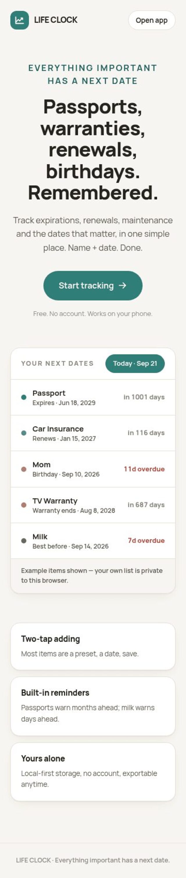 LIFE CLOCK mobile preview